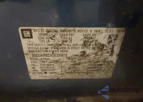 2016 Chevrolet Silverado 1500 2Lt from USA, damaged, VIN 3GCUKREC6GG336812